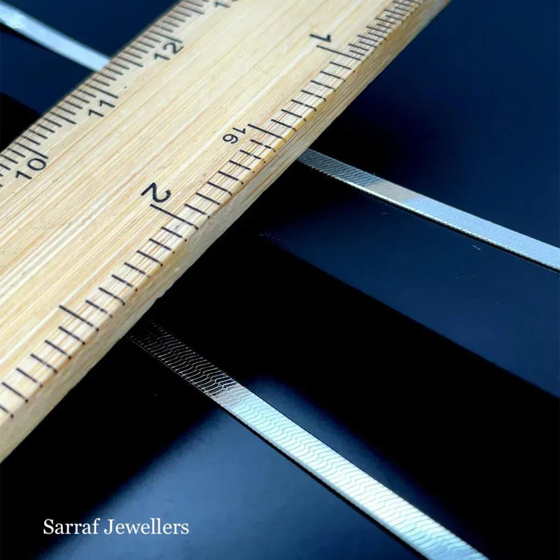 Silver Flat Snake Link Chain Plain Design Necklace - 3mm | Shop Online Sarraf Jewellers UK