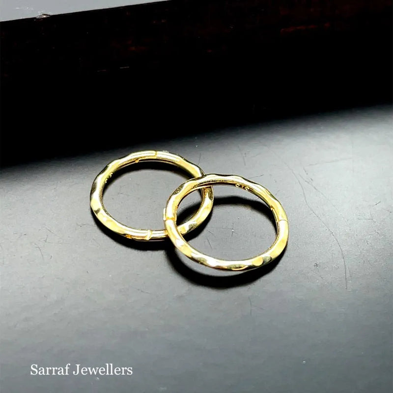9ct Yellow Gold Plain Hinged Hoop Earring- 15mm UK Hallmarked | Shop Online Sarraf Jewellers UK