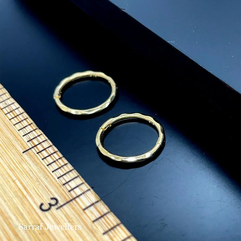 9ct Yellow Gold Plain Hinged Hoop Earring- 15mm UK Hallmarked | Shop Online Sarraf Jewellers UK
