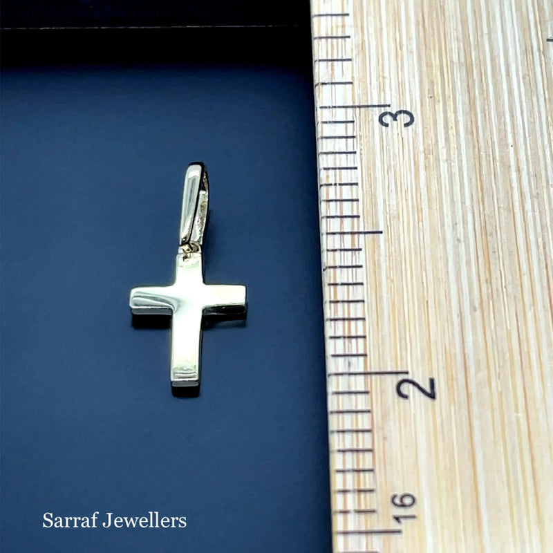 9ct Yellow Gold Small Flat Cross Pendant UK Hallmarked | Shop Online Sarraf Jewellers UK