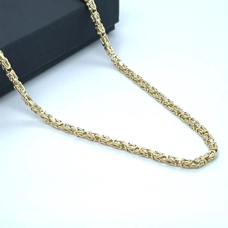9ct Yellow Gold Byzantine King Square Chain - 2mm | Shop Online Sarraf Jewellers UK