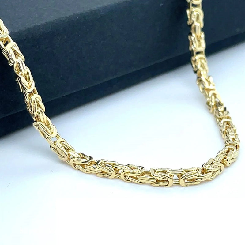9ct Yellow Gold Byzantine King Square Chain - 2mm | Shop Online Sarraf Jewellers UK