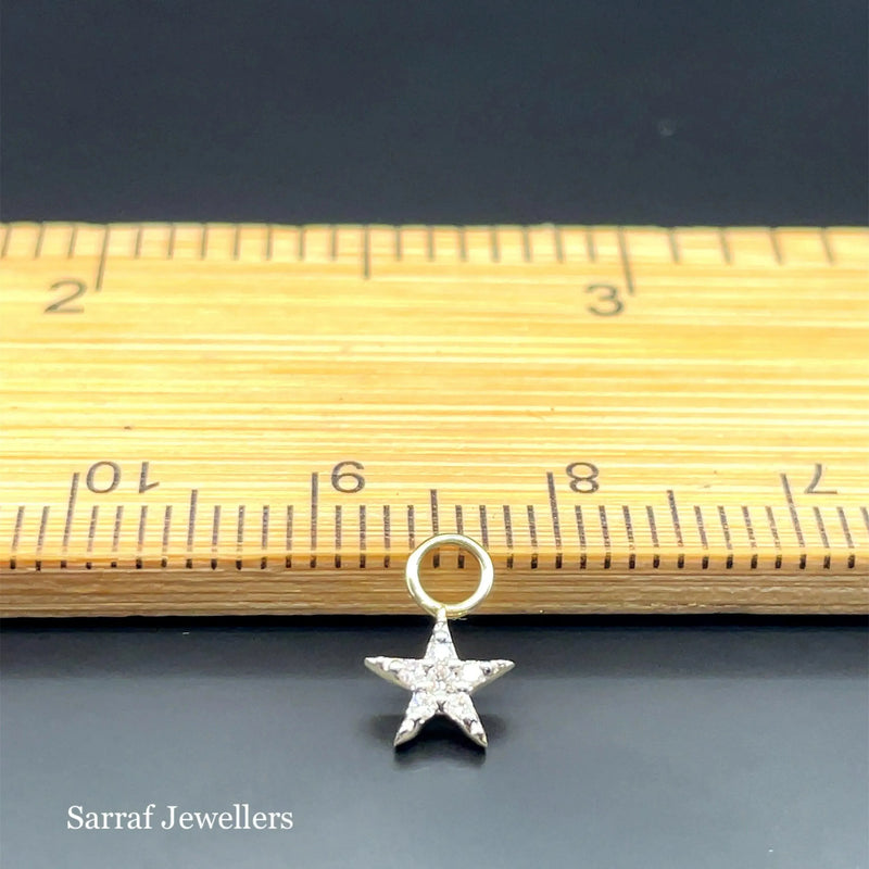 Diamond Star Charm for earrings, 9ct Gold Earring Star Charm For Ladies, Diamond Charm - Sarraf Jewellers