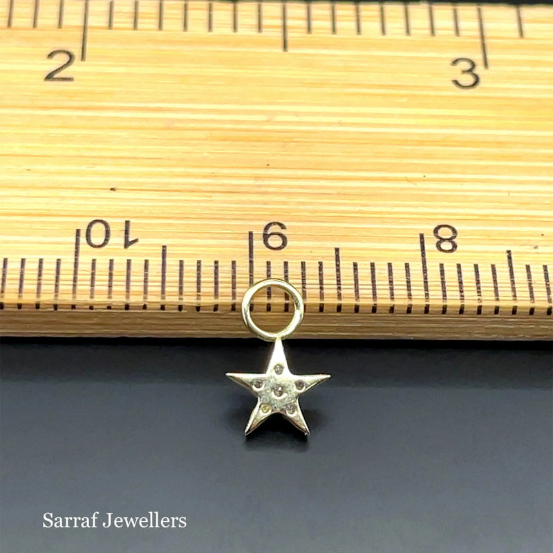 Diamond Star Charm for earrings, 9ct Gold Earring Star Charm For Ladies, Diamond Charm - Sarraf Jewellers