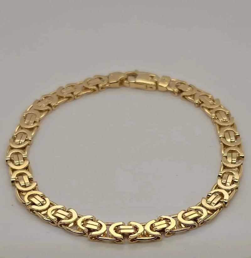 Flat Byzantine Bracelet 9ct Yellow Gold | Shop Online Sarraf Jewellers UK