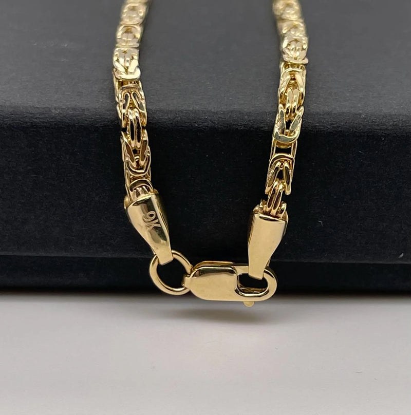 9ct Yellow Gold Byzantine King Square Chain - 2mm | Shop Online Sarraf Jewellers UK