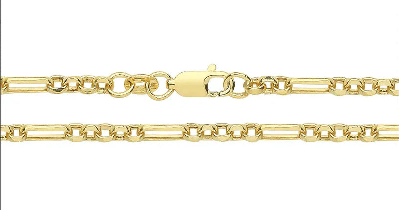 Figaro Belcher Bracelet 9ct Yellow Gold | Shop Online Sarraf Jewellers - Sarraf Jewellers