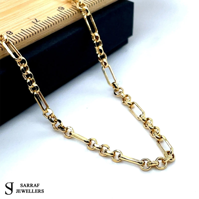 Figaro Belcher Bracelet 9ct Yellow Gold | Shop Online Sarraf Jewellers - Sarraf Jewellers