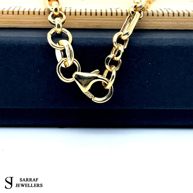 Figaro Belcher Bracelet 9ct Yellow Gold | Shop Online Sarraf Jewellers - Sarraf Jewellers