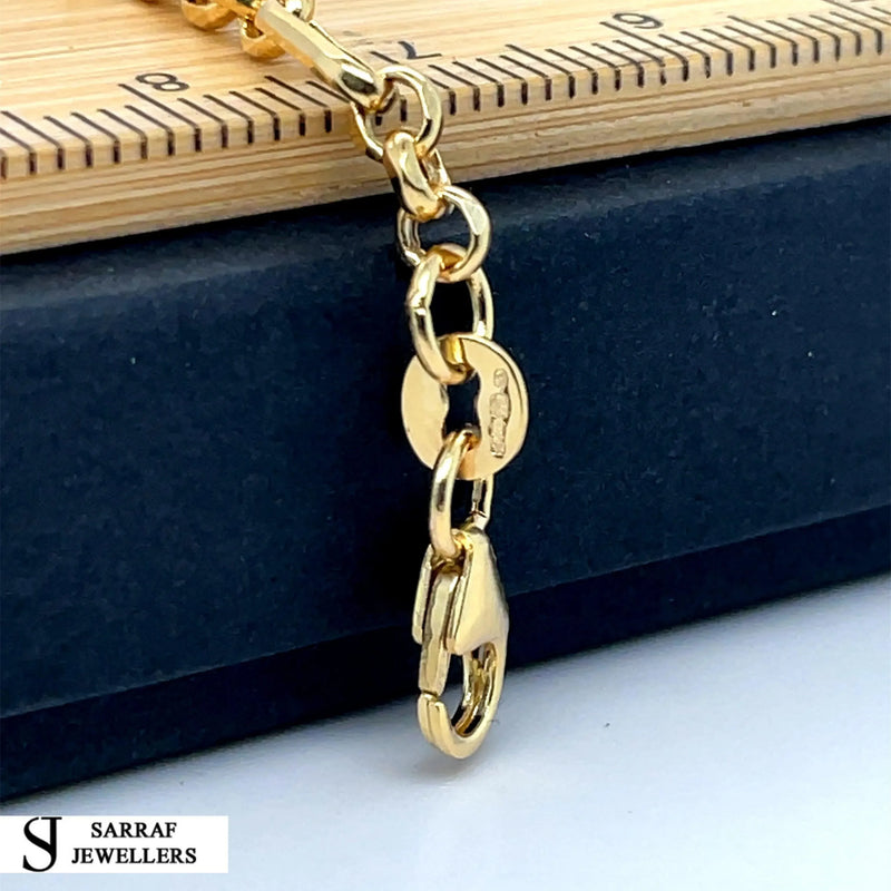 Figaro Belcher Bracelet 9ct Yellow Gold | Shop Online Sarraf Jewellers - Sarraf Jewellers