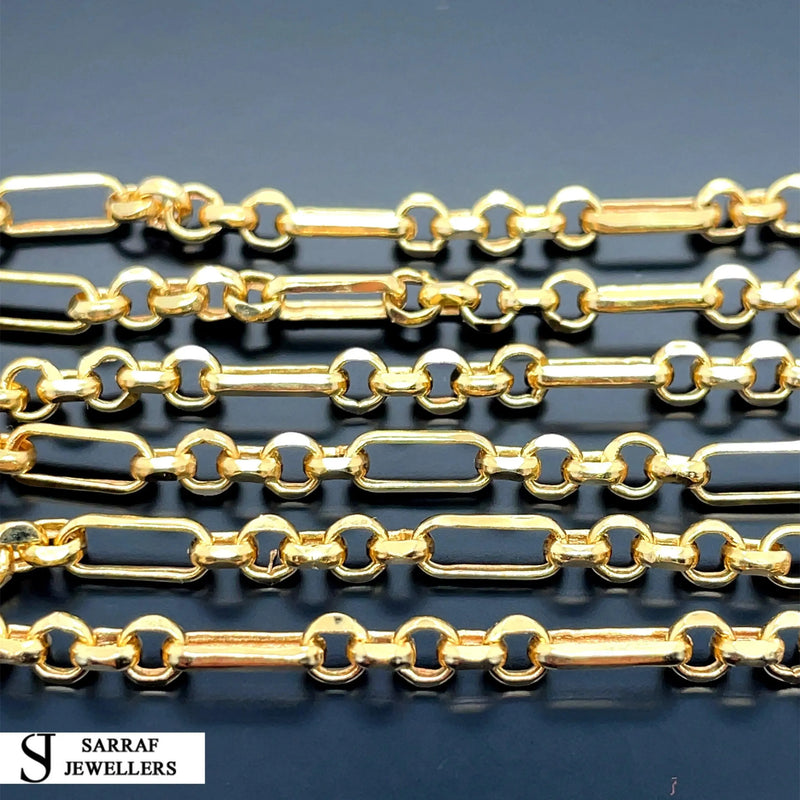 Figaro Belcher Bracelet 9ct Yellow Gold | Shop Online Sarraf Jewellers - Sarraf Jewellers
