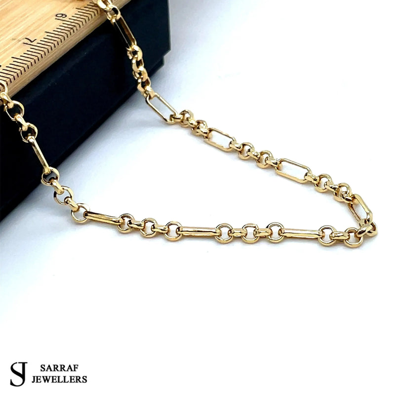 Figaro Belcher Bracelet 9ct Yellow Gold | Shop Online Sarraf Jewellers - Sarraf Jewellers