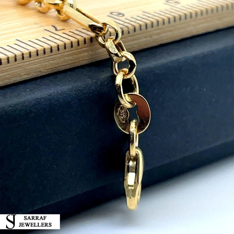 Figaro Belcher Bracelet 9ct Yellow Gold | Shop Online Sarraf Jewellers - Sarraf Jewellers