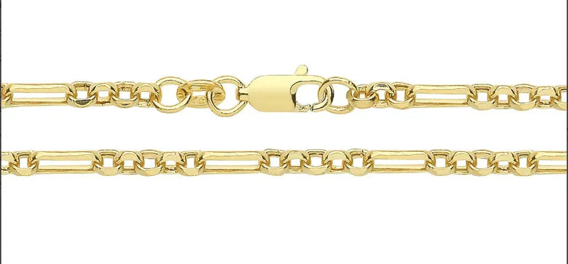 Figaro Belcher Chain 9ct Yellow Gold | Shop Online Sarraf Jewellers UK - Sarraf Jewellers