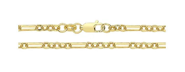 Figaro Belcher Chain 9ct Yellow Gold | Shop Online Sarraf Jewellers UK - Sarraf Jewellers