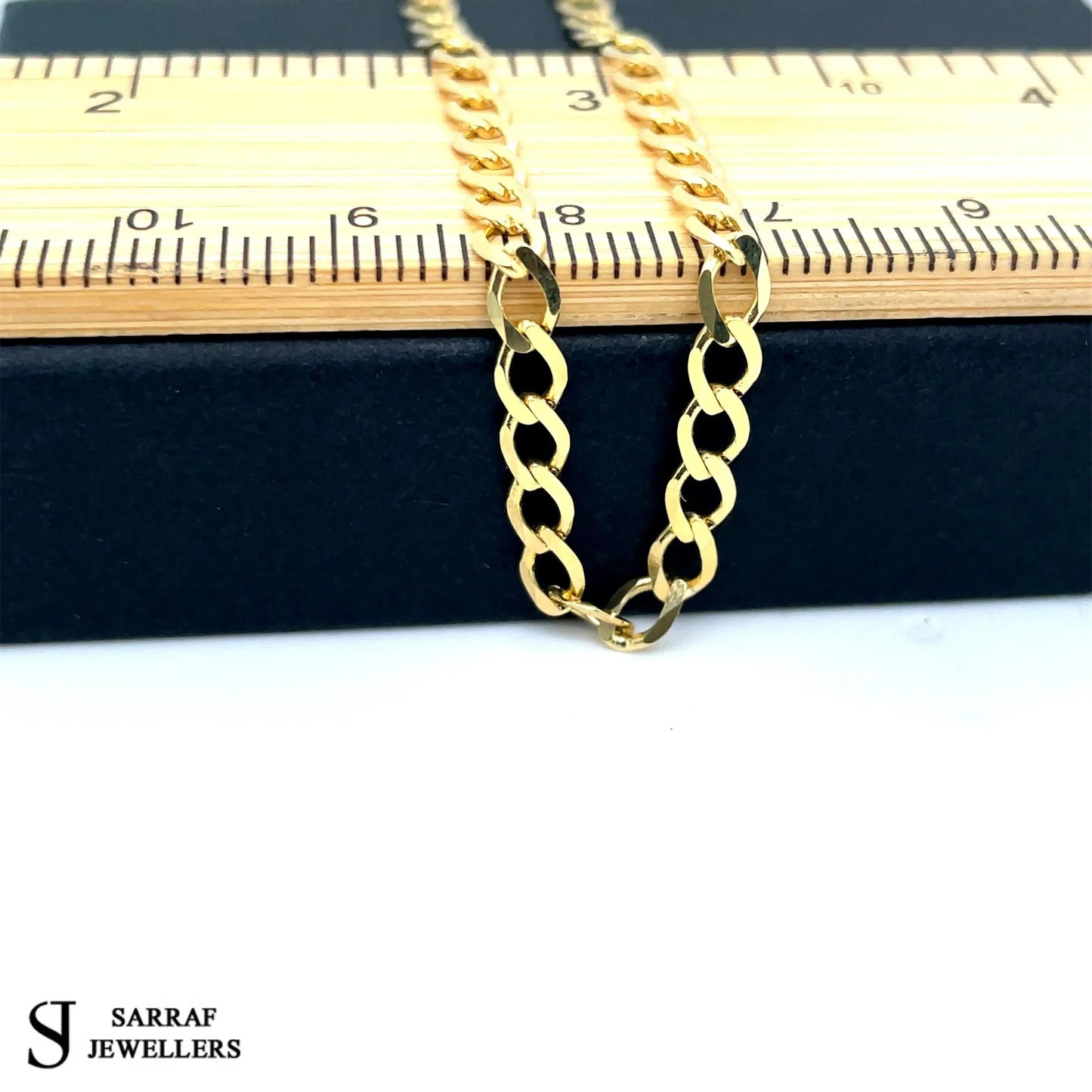 flat-curb-bracelet-9ct-yellow-gold-for-women-4mm-or-sarraf-jewellers-uk-2 - Sarraf Jewellers