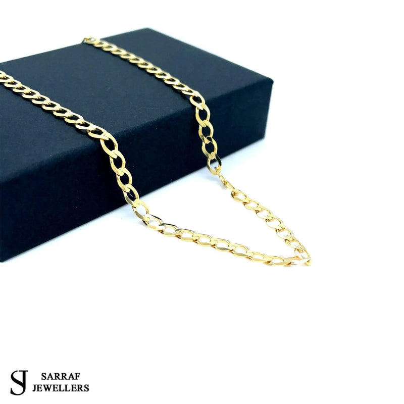 Flat Curb Bracelet 9ct Yellow Gold For Women | Sarraf Jewellers UK - Sarraf Jewellers