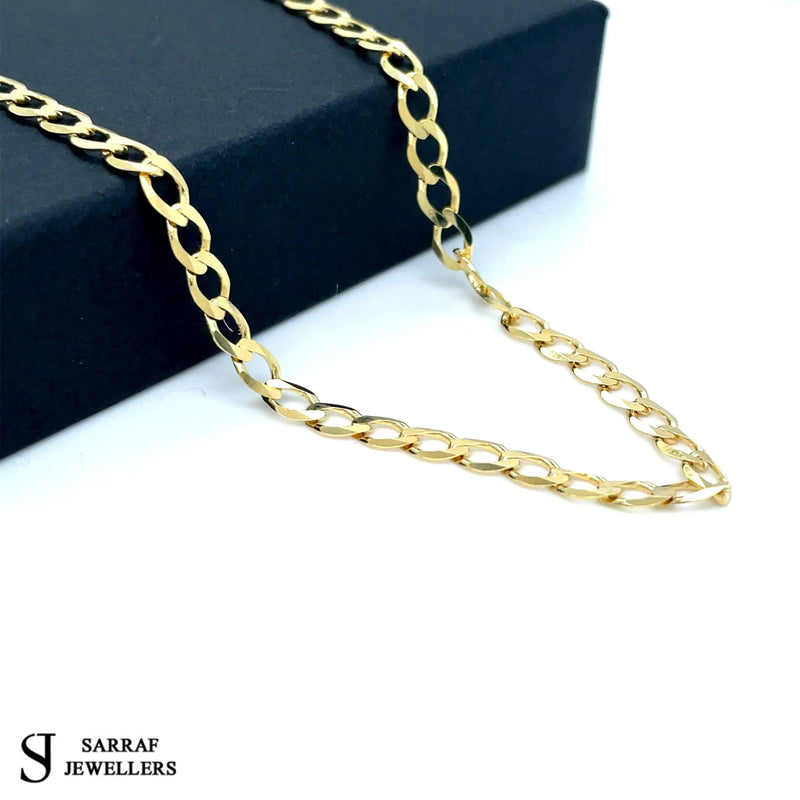 Flat Curb Bracelet 9ct Yellow Gold For Women | Sarraf Jewellers UK - Sarraf Jewellers