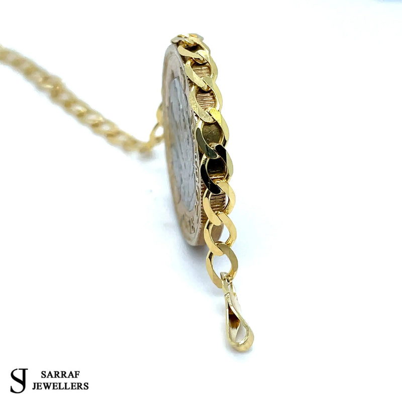 Flat Curb Bracelet 9ct Yellow Gold For Women | Sarraf Jewellers UK - Sarraf Jewellers