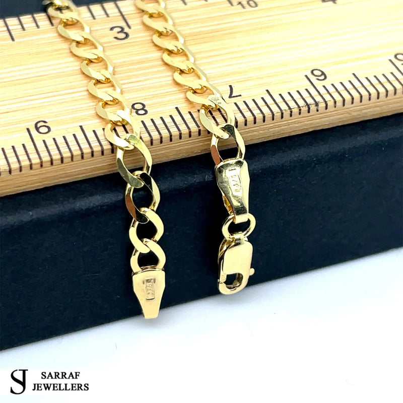Flat Curb Bracelet 9ct Yellow Gold For Women | Sarraf Jewellers UK - Sarraf Jewellers