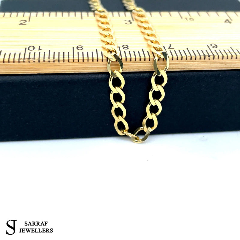 Flat Curb Bracelet 9ct Yellow Gold For Women | Sarraf Jewellers UK - Sarraf Jewellers
