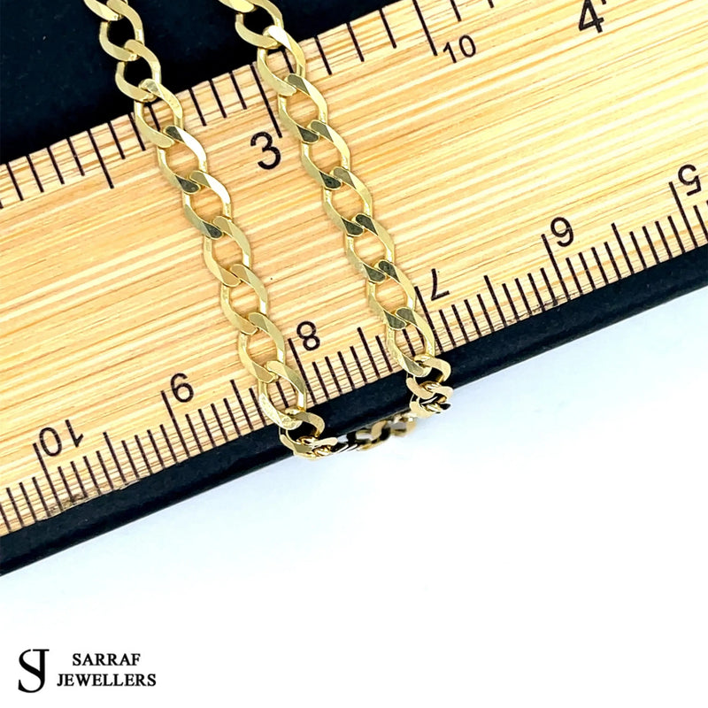 Flat Curb Bracelet 9ct Yellow Gold For Women | Sarraf Jewellers UK - Sarraf Jewellers