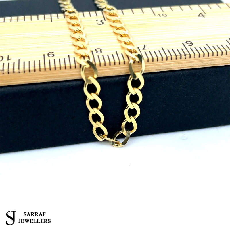 Flat Curb Bracelet 9ct Yellow Gold For Women | Sarraf Jewellers UK - Sarraf Jewellers
