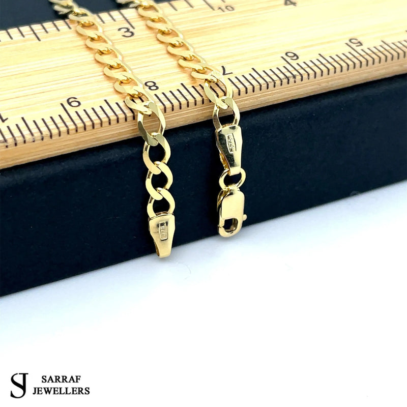 Flat Curb Bracelet 9ct Yellow Gold For Women | Sarraf Jewellers UK - Sarraf Jewellers