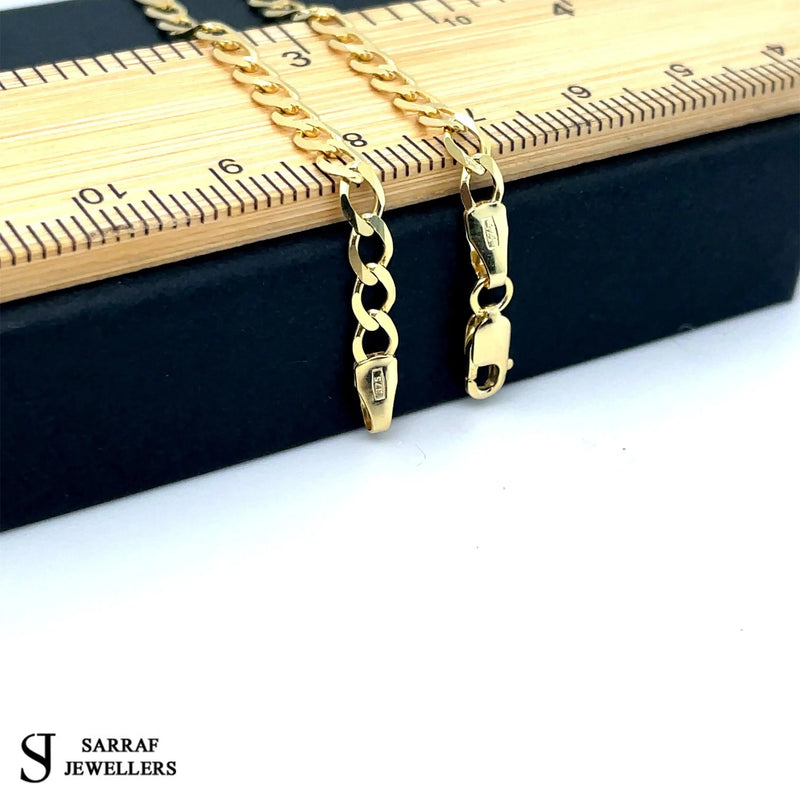 Flat Curb Bracelet 9ct Yellow Gold For Women | Sarraf Jewellers UK - Sarraf Jewellers