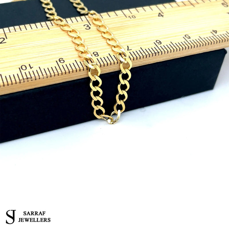Flat Curb Bracelet 9ct Yellow Gold For Women | Sarraf Jewellers UK - Sarraf Jewellers