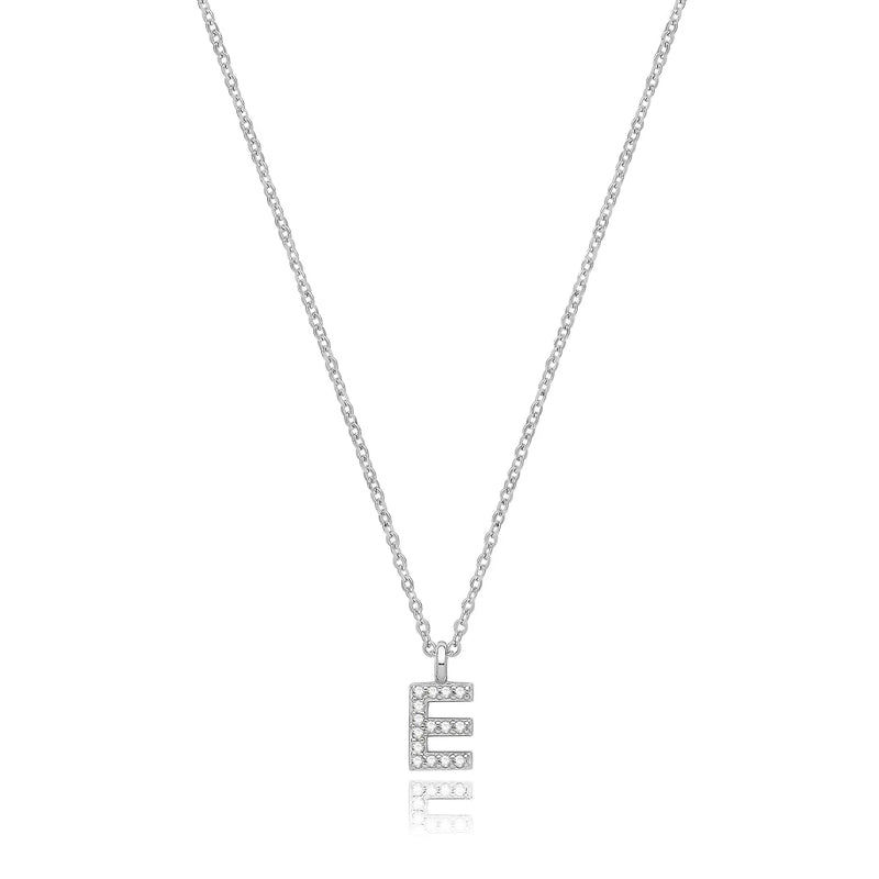 925 Sterling Silver Rhodium Plated CZ Initial on Cable Chain – 1mm | Shop Online Sarraf Jewellers UK