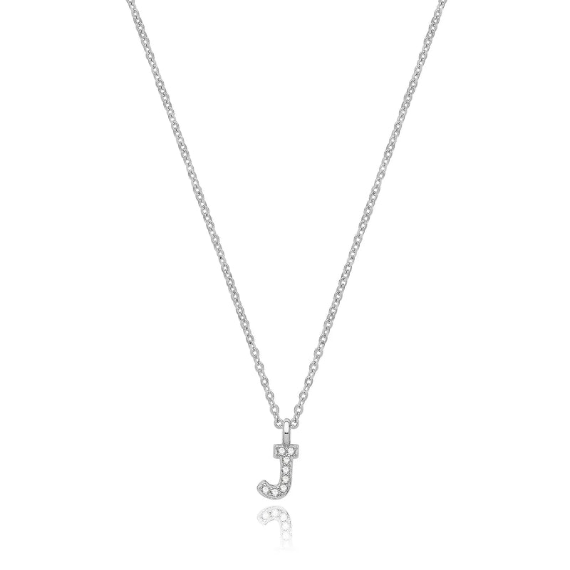 925 Sterling Silver Rhodium Plated CZ Initial on Cable Chain – 1mm | Shop Online Sarraf Jewellers UK