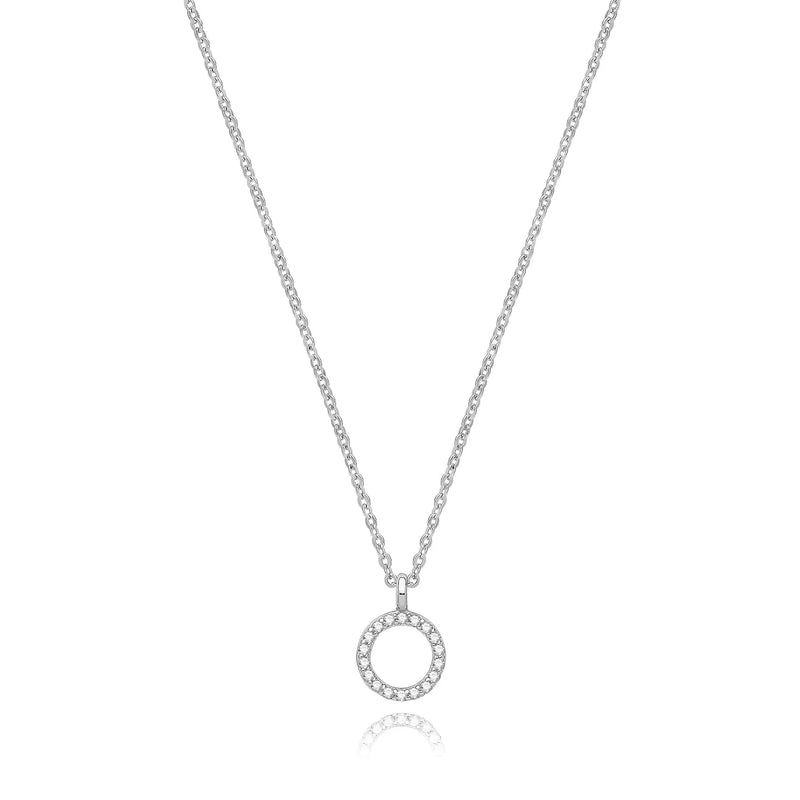 925 Sterling Silver Rhodium Plated CZ Initial on Cable Chain – 1mm | Shop Online Sarraf Jewellers UK