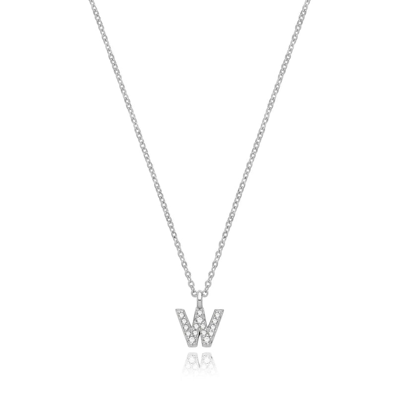 925 Sterling Silver Rhodium Plated CZ Initial on Cable Chain – 1mm | Shop Online Sarraf Jewellers UK