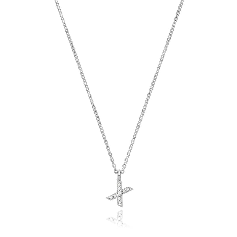 925 Sterling Silver Rhodium Plated CZ Initial on Cable Chain – 1mm | Shop Online Sarraf Jewellers UK