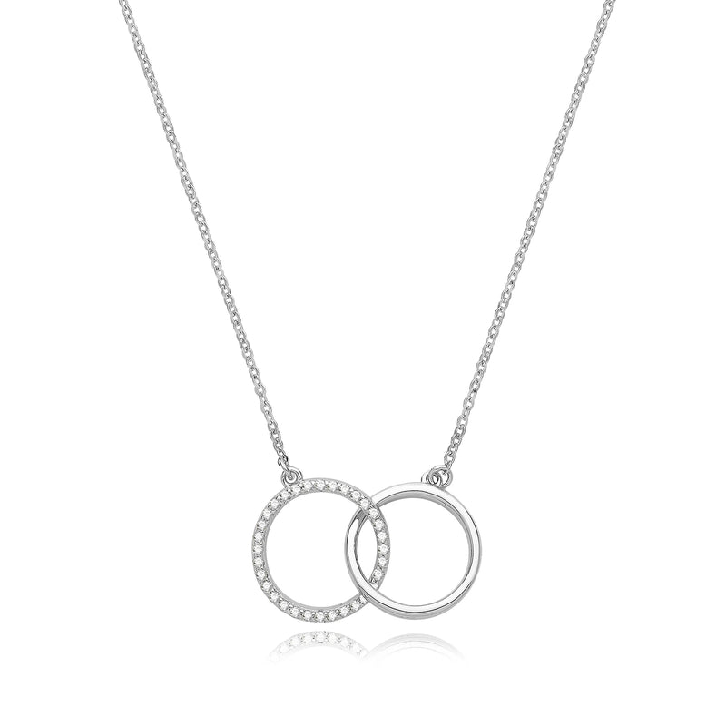 925 Sterling Silver Rhodium Plated CZ Circle Link Cable Chain - 1mm | Shop Online Sarraf Jewellers UK