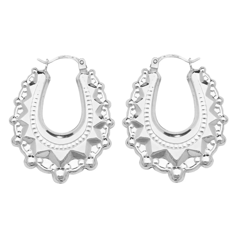 925 Sterling Silver Plain Creole Earring | Shop Online Sarraf Jewellers UK