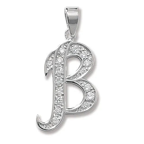 925 Sterling Silver CZ Fancy Initial Pendants | Shop Online Sarraf Jewellers UK