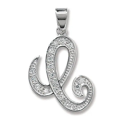 925 Sterling Silver CZ Fancy Initial Pendants | Shop Online Sarraf Jewellers UK
