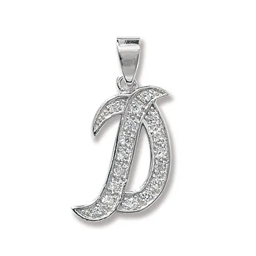 925 Sterling Silver CZ Fancy Initial Pendants | Shop Online Sarraf Jewellers UK