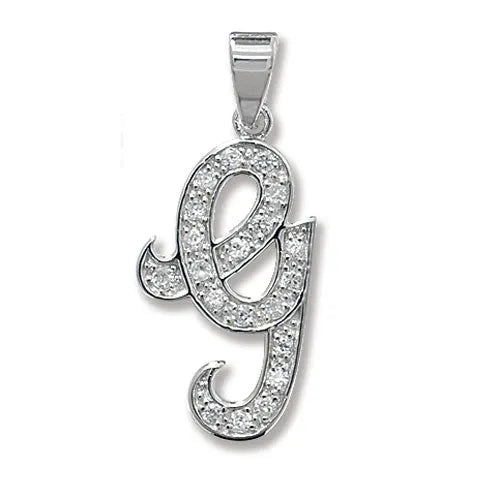 925 Sterling Silver CZ Fancy Initial Pendants | Shop Online Sarraf Jewellers UK