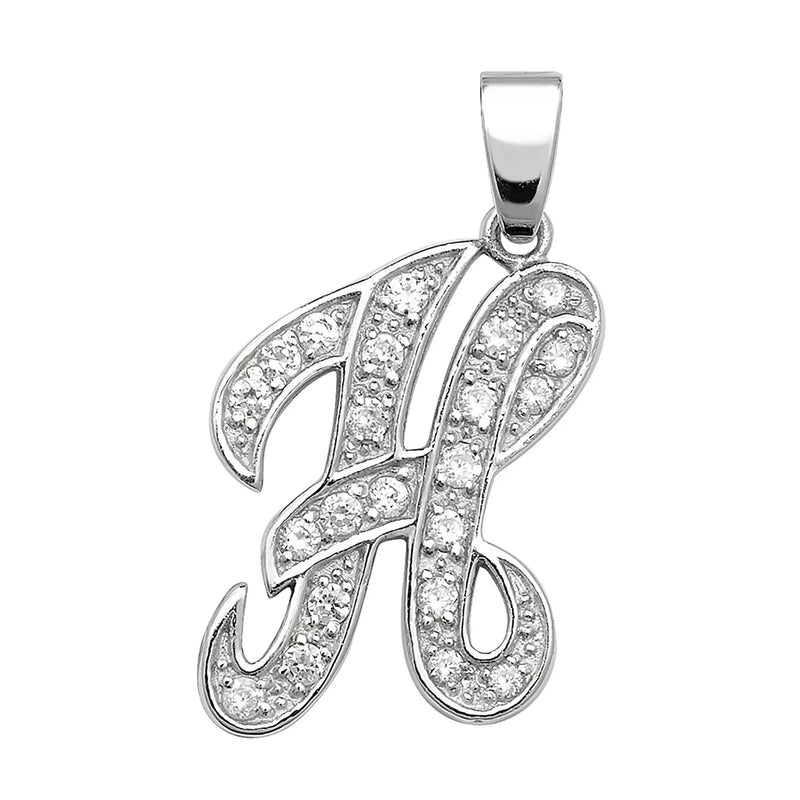 925 Sterling Silver CZ Fancy Initial Pendants | Shop Online Sarraf Jewellers UK
