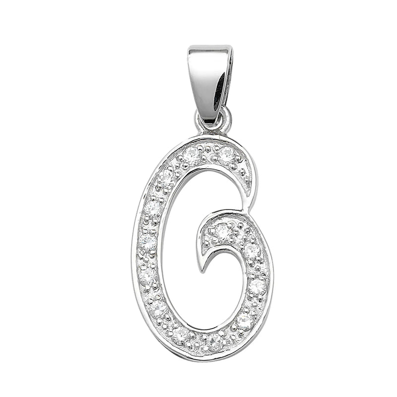 925 Sterling Silver CZ Fancy Initial Pendants | Shop Online Sarraf Jewellers UK