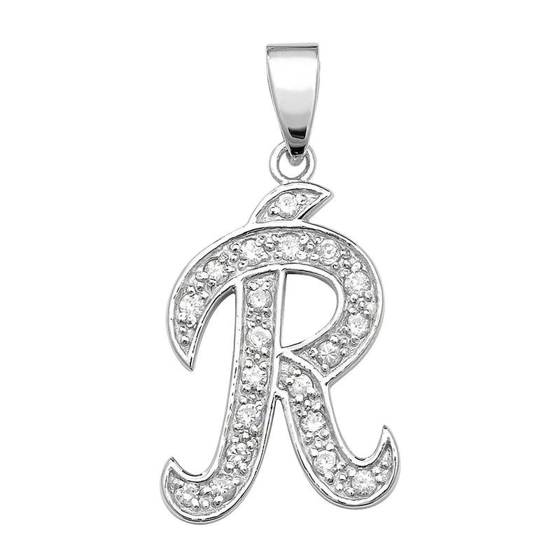 925 Sterling Silver CZ Fancy Initial Pendants | Shop Online Sarraf Jewellers UK
