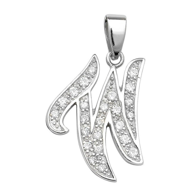 925 Sterling Silver CZ Fancy Initial Pendants | Shop Online Sarraf Jewellers UK