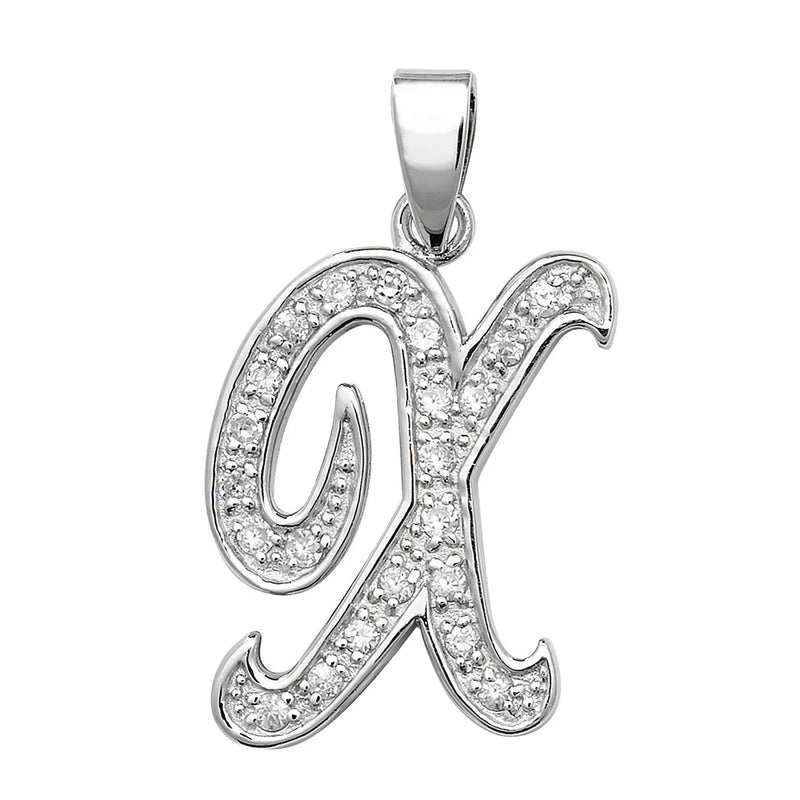 925 Sterling Silver CZ Fancy Initial Pendants | Shop Online Sarraf Jewellers UK