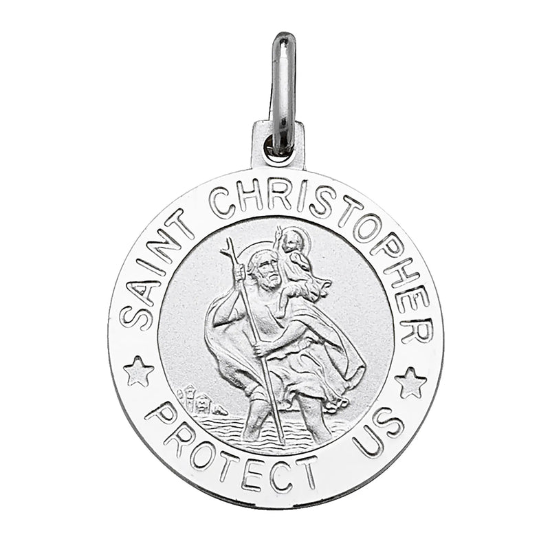 925 Sterling Silver St. Christopher Round Pendant | Shop Online Sarraf Jewellers UK
