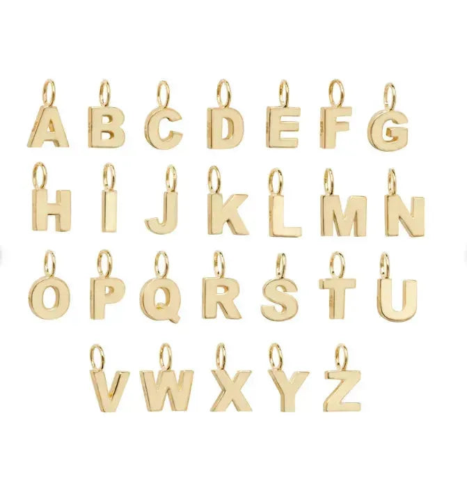Initial Letter Pendant, 9ct Solid Gold Pendant For Necklace, Inital Charm, A to Z, 375 Stamped, 9 Carat Gold - Sarraf Jewellers