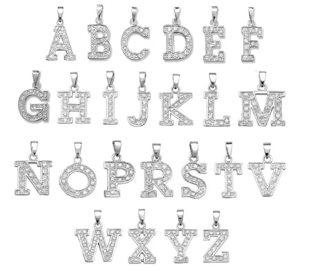 INITIALS LETTERS PENDANT A to Z 925 Sterling Silver Simulated Diamond CZ Design UK Hallmarked | Shop Online Sarraf Jewellers UK - Sarraf Jewellers