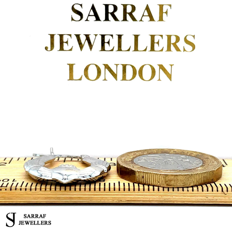 Irish Celtic Claddagh Earrings 925 Sterling Silver Dainty Hoop Earrings Hollow* - Sarraf Jewellers